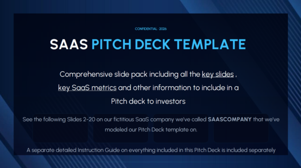 SaaS Pitch Deck Template (18 slide comprehensive deck with Instructions)